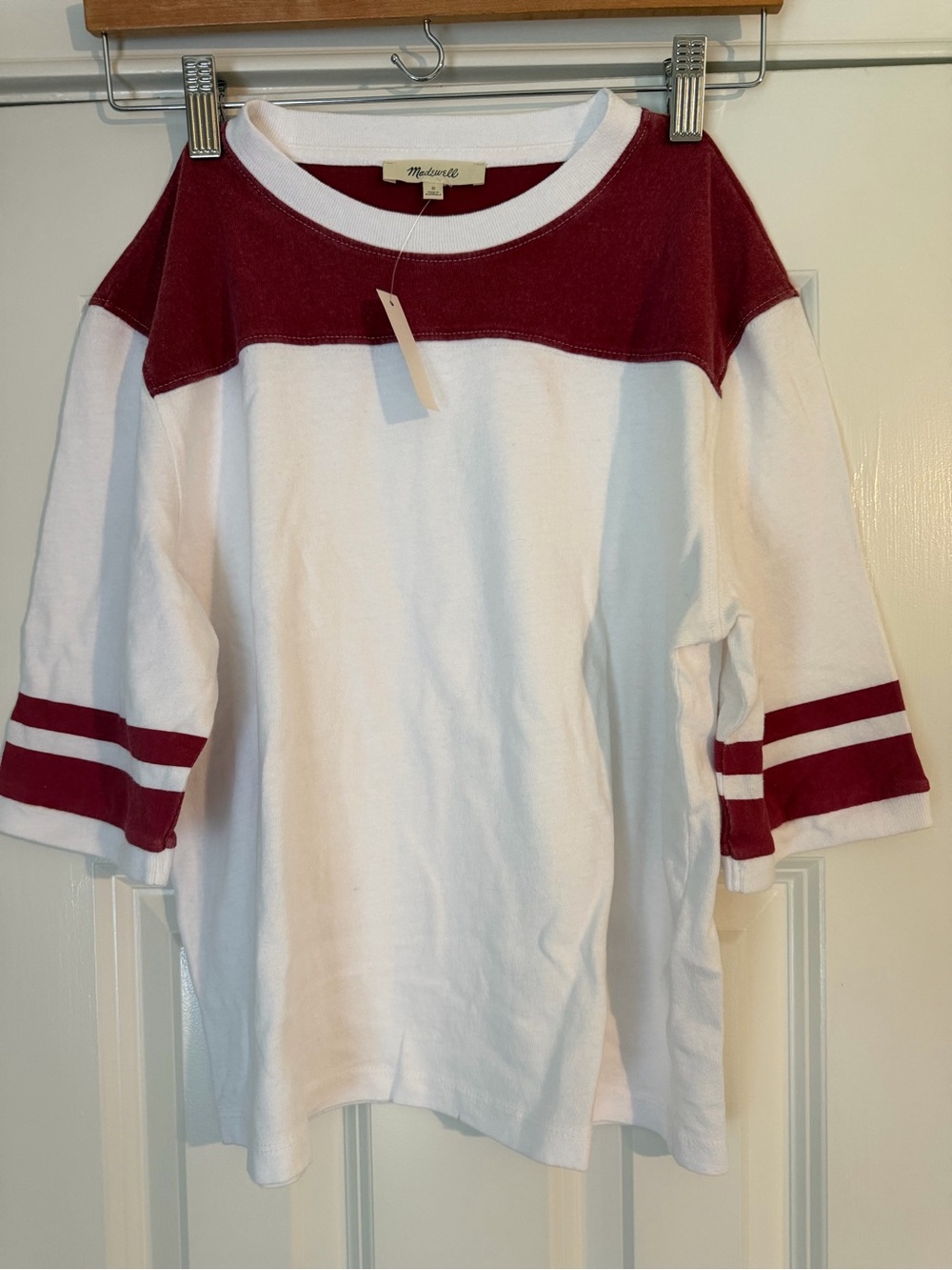 Madewell Relaxed Varsity Tee in Vintage Jersey Red Size Small NWT - Picture 3 of 6